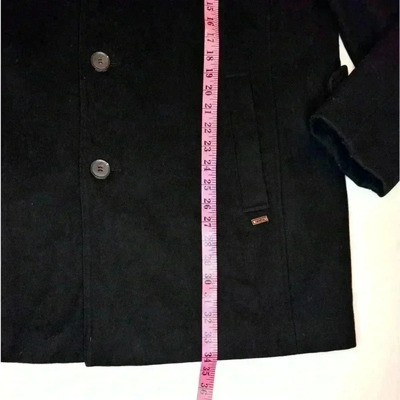 Calvin Klein Men's Classic Fit Black Wool Blend Overcoat Size- Large - Picture 4 of 9